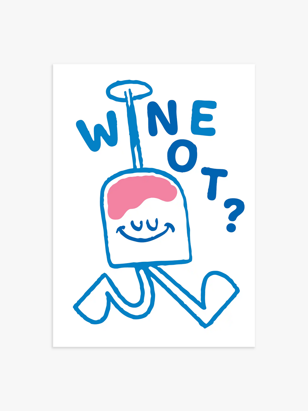 Wine not? Poster in hellrot/blau - 21x30 cm