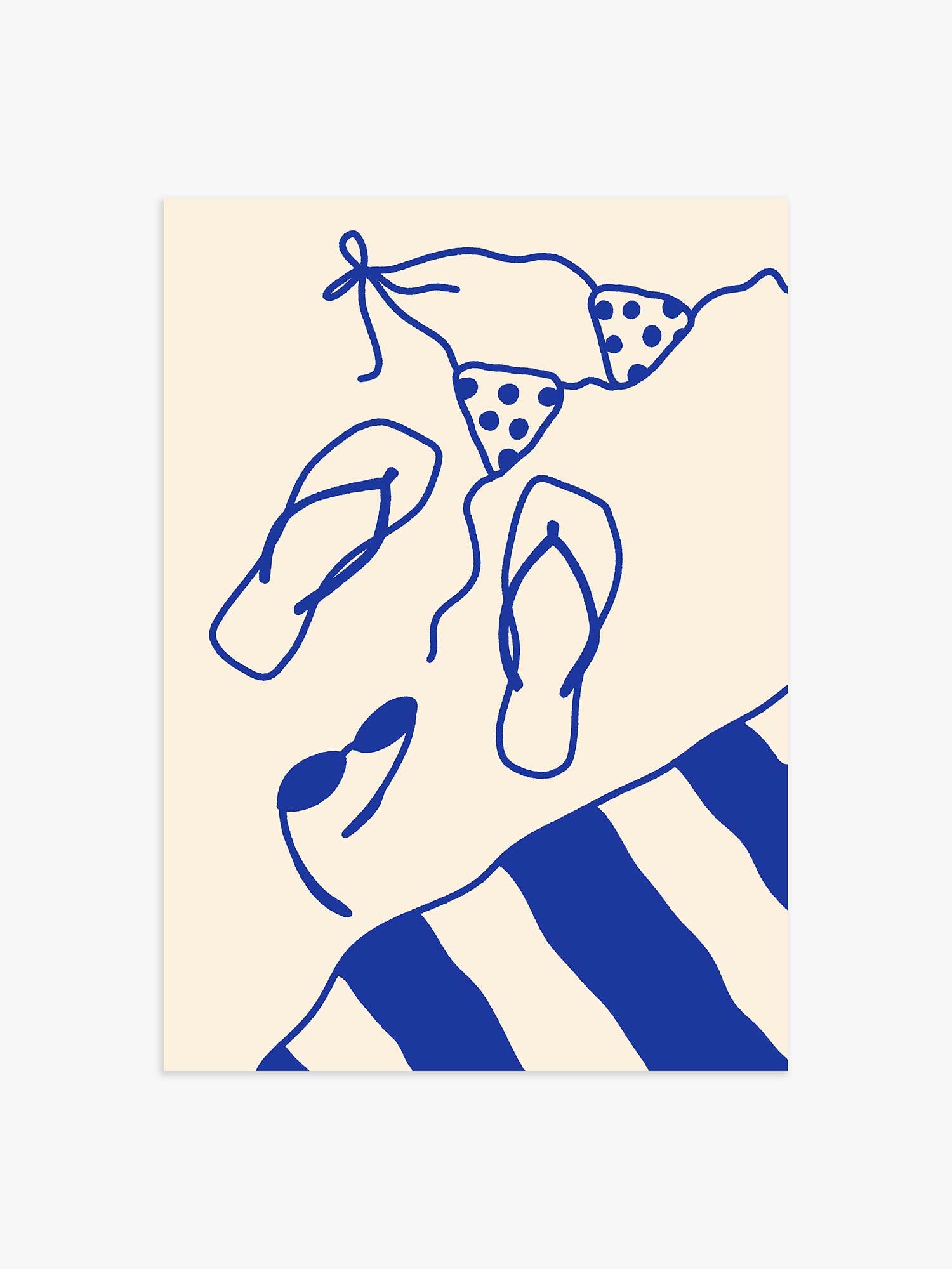 Beach Essentials Poster in Blau