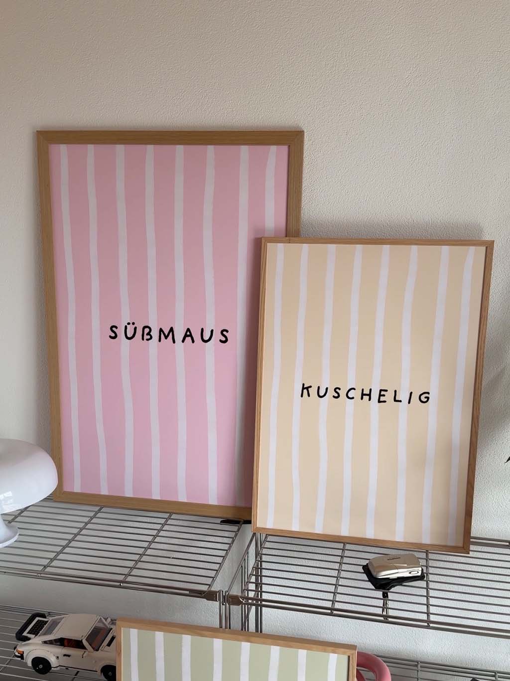 Süßmaus Streifenposter in Zartrosa
