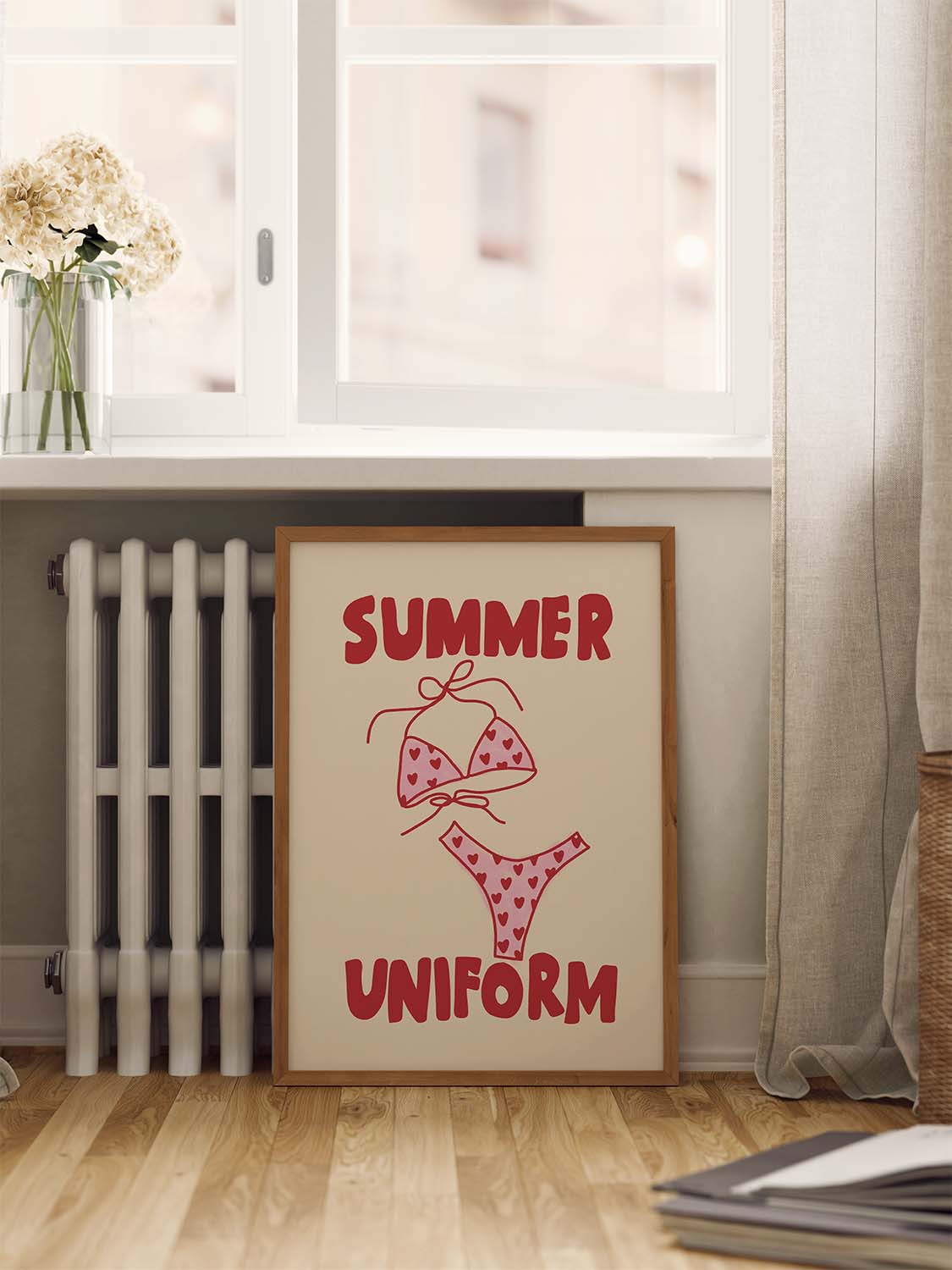 Summer Uniform Poster mit Bikini in Rosa-Rot