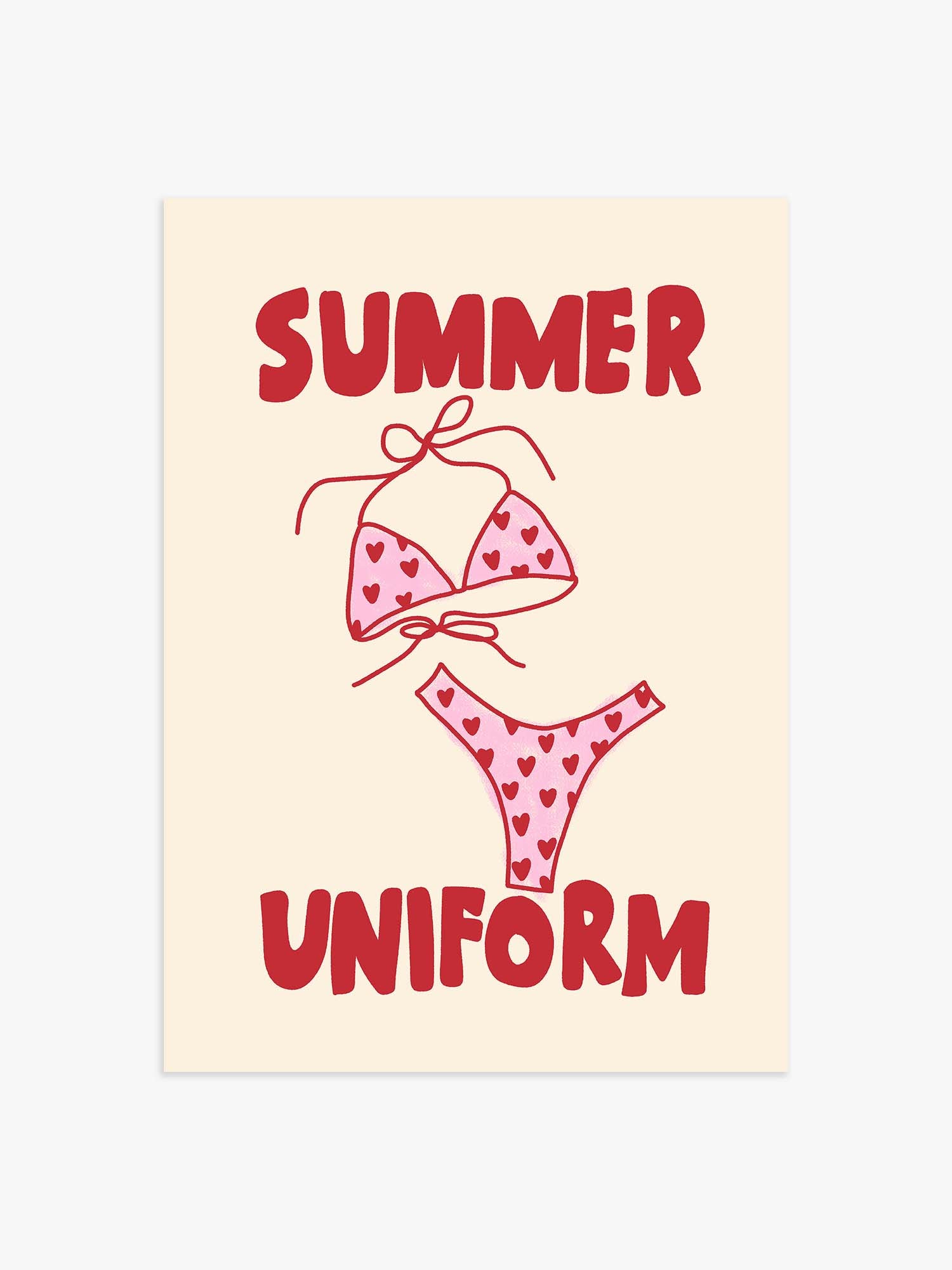 Summer Uniform Poster mit Bikini in Rosa-Rot