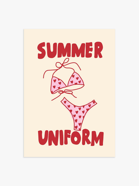 Summer Uniform Poster mit Bikini in Rosa-Rot
