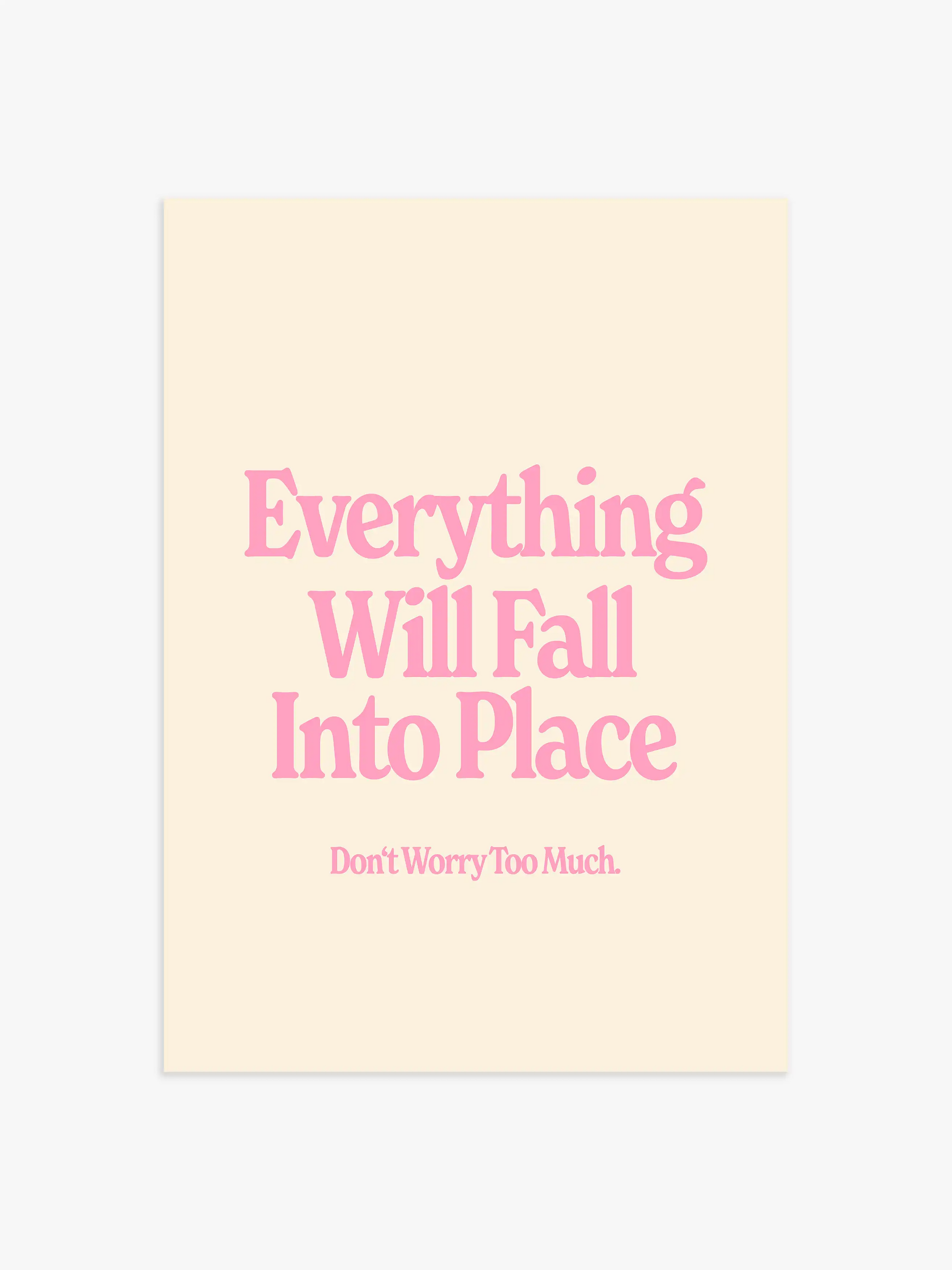 Affirmationen Poster "Everything will fall into place" in Rosa