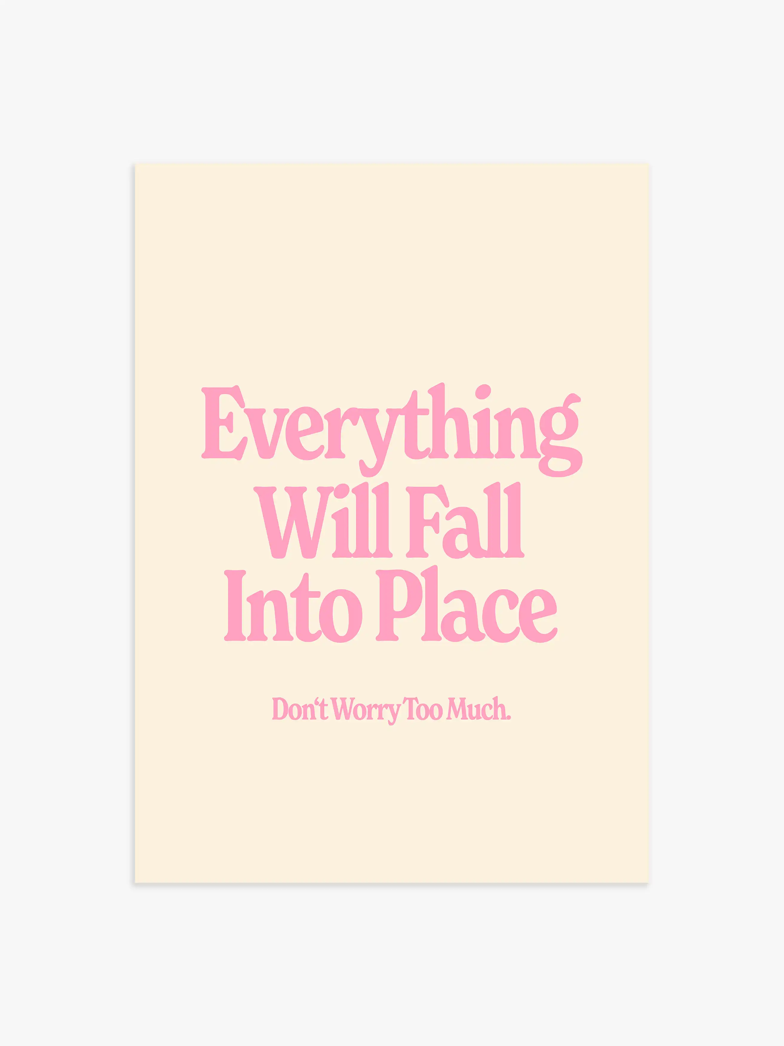 Affirmationen Poster "Everything will fall into place" in Rosa