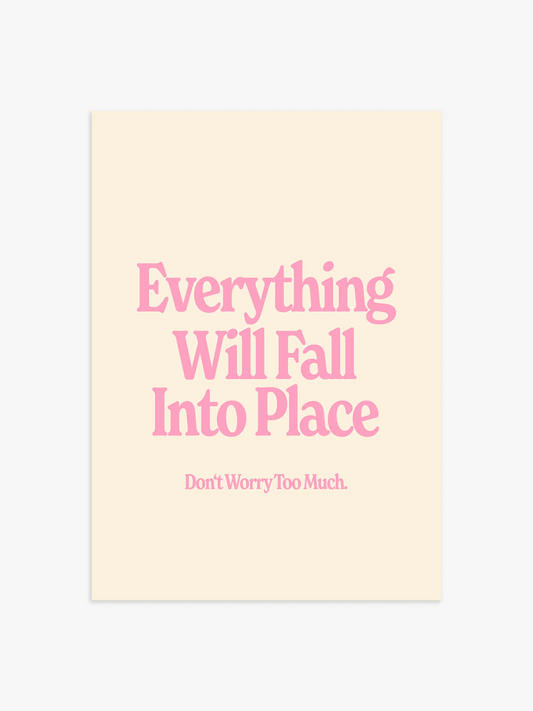 Affirmationen Poster "Everything will fall into place" in Rosa