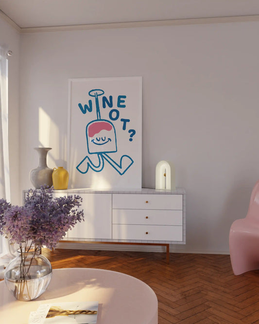 Wine not? Poster in hellrot/blau